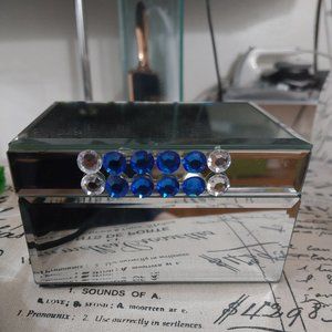 Luxury Silver Glass Mirrored Jewelry Box Organizer Storage Women Heart Necklace